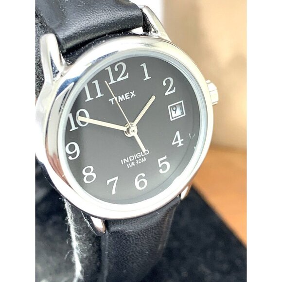 Timex Women's Watch T2N525 Quartz Indiglo Black Dial Leather Strap 25mm - Picture 12 of 13
